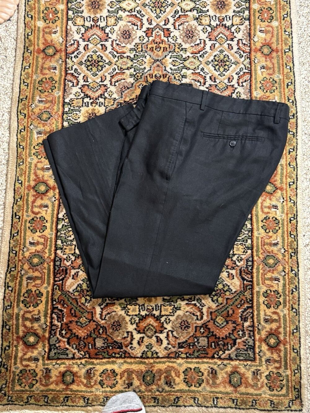 Tom Ford Black 100% Linen Trousers 54R 37 Waist 28.5 Inseam Suit Pants